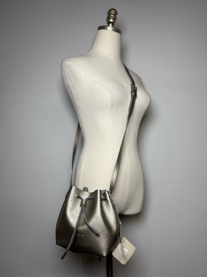 Women's Lancaster Paris Solid Saffiano Leather NWT Silver Mini Purse