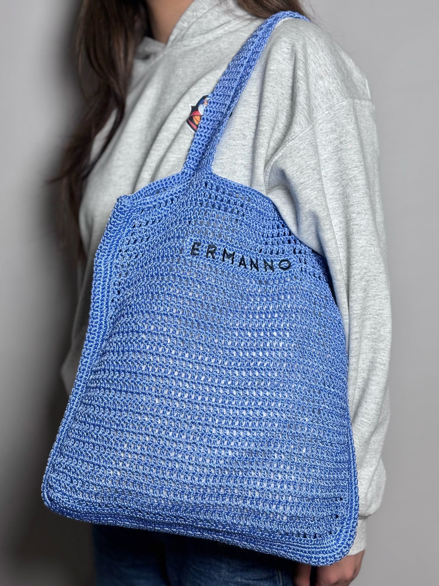 Ermanno Scervino Sky Blue Knit Tote Pre-owned
