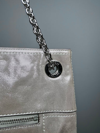 Coach #21199 Metallic Leather Pre-owned Taupe Cowhide Purse