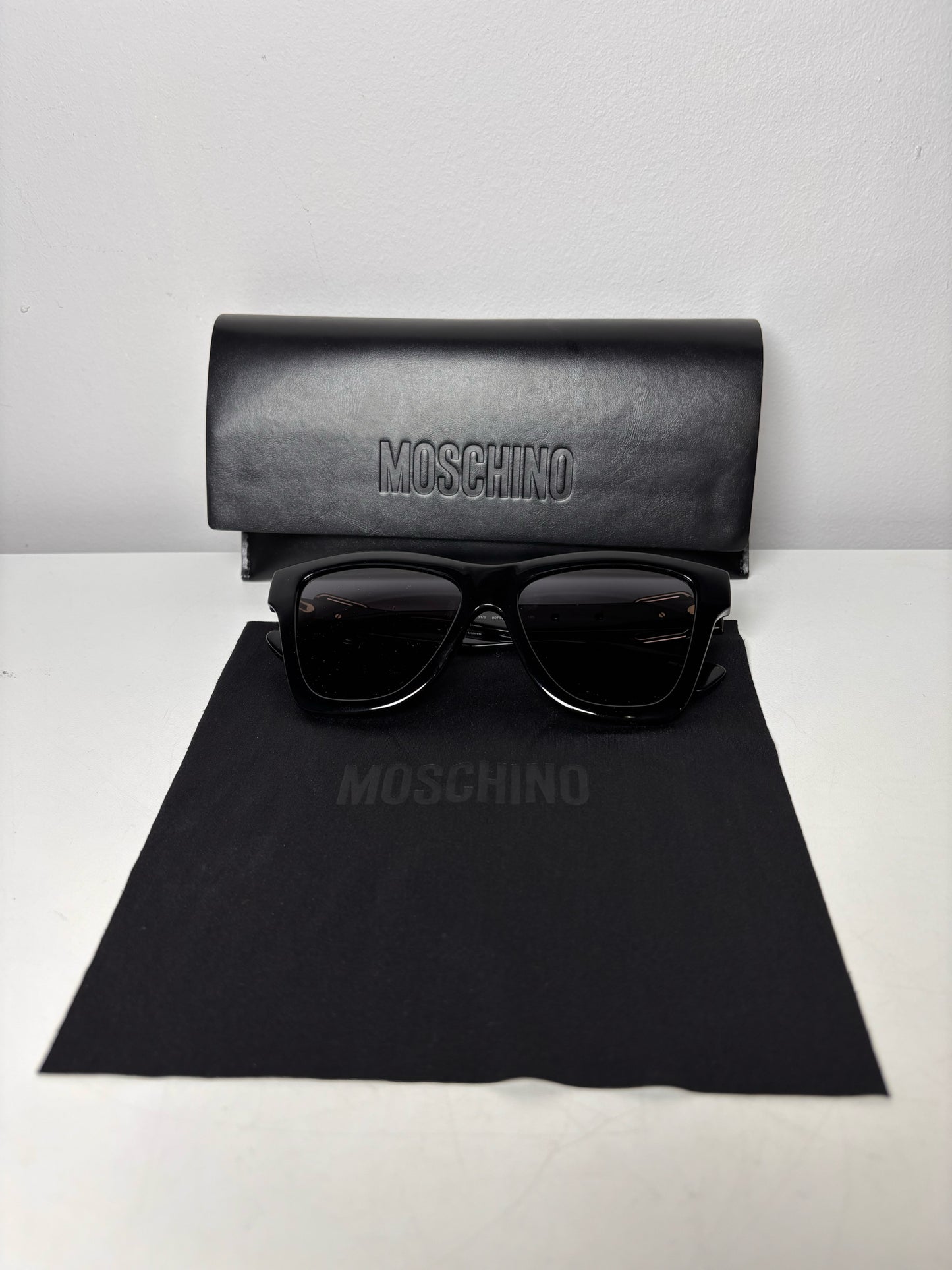 Plastic Moschino Black "55MM Decorative Buckle Square Sunglasses"