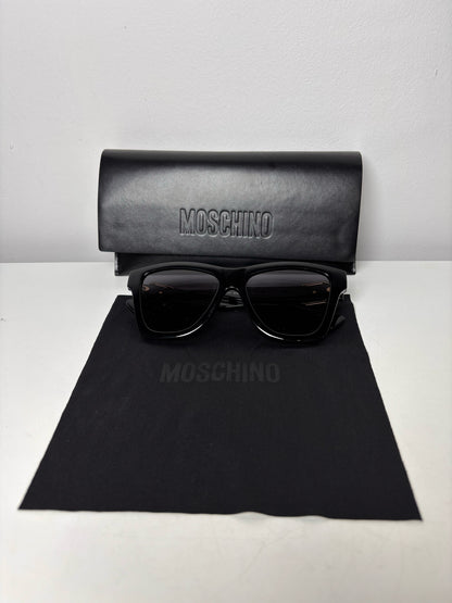 Plastic Moschino Black "55MM Decorative Buckle Square Sunglasses"