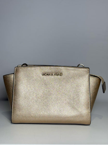 Women's Michael Kors Solid Leather Pre-owned Metallic Gold Small Purse