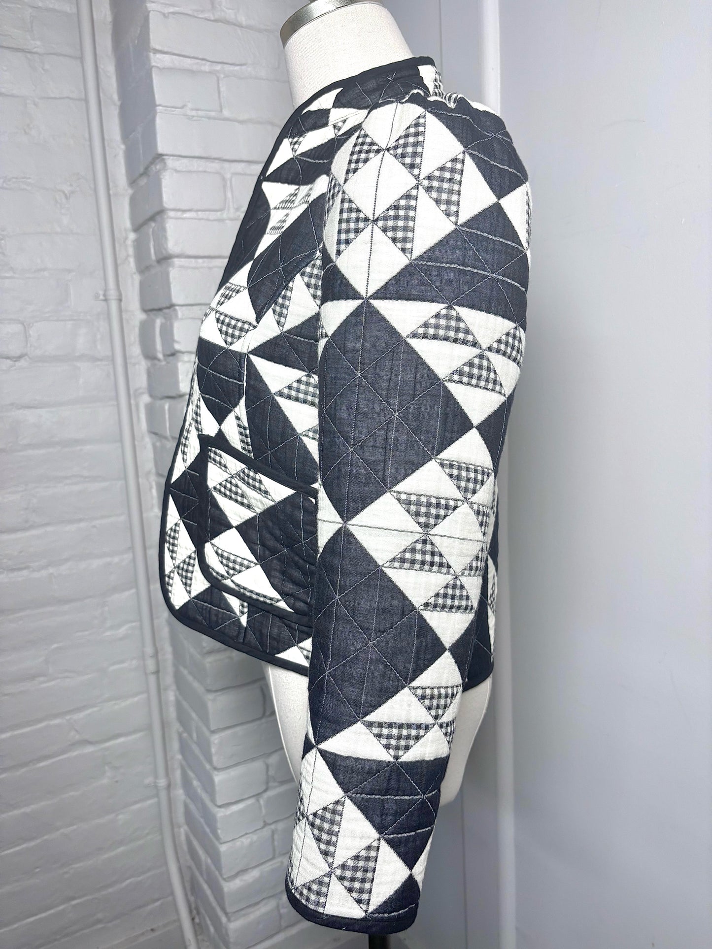 Women Size S Hunter Bell Black & White Quilted Cotton Blend Pre-owned Jacket