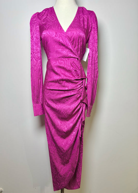 Women Size 00 Veronica Beard Magenta Paisley Silk Blend Dress