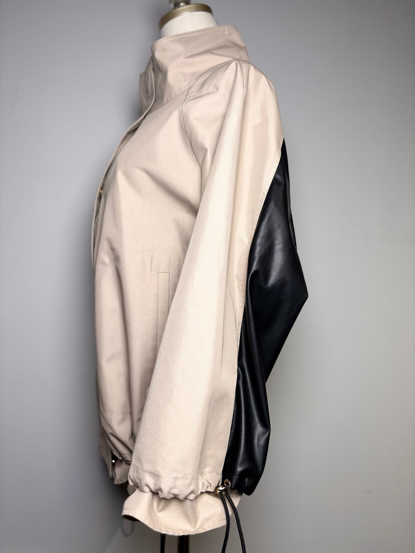 Women Size 16 (XL) Marina Rinaldi Khaki Colorblock 65% Cotton 35% Polyester Coat