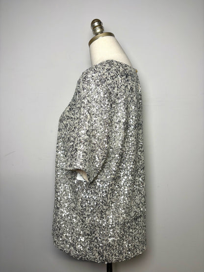 Women Size M Rag & Bone Silver Sequins Pre-owned Top