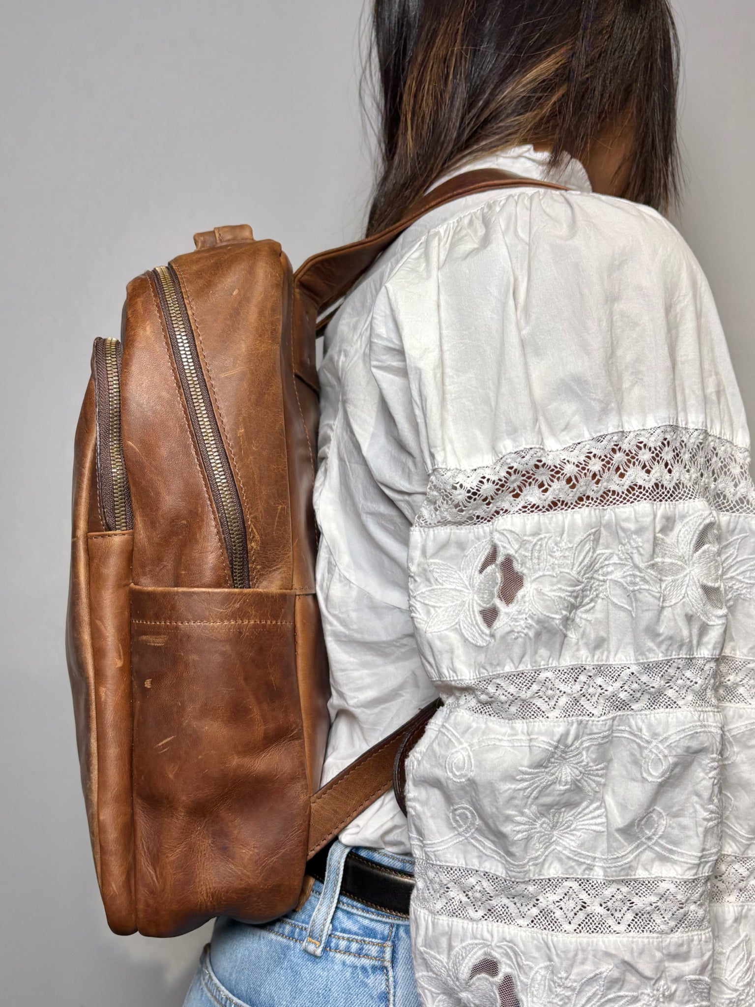 brown leather small backpack mens Moore & Giles Brown Leather Men's Backpack – VIDA STYLE SHOP