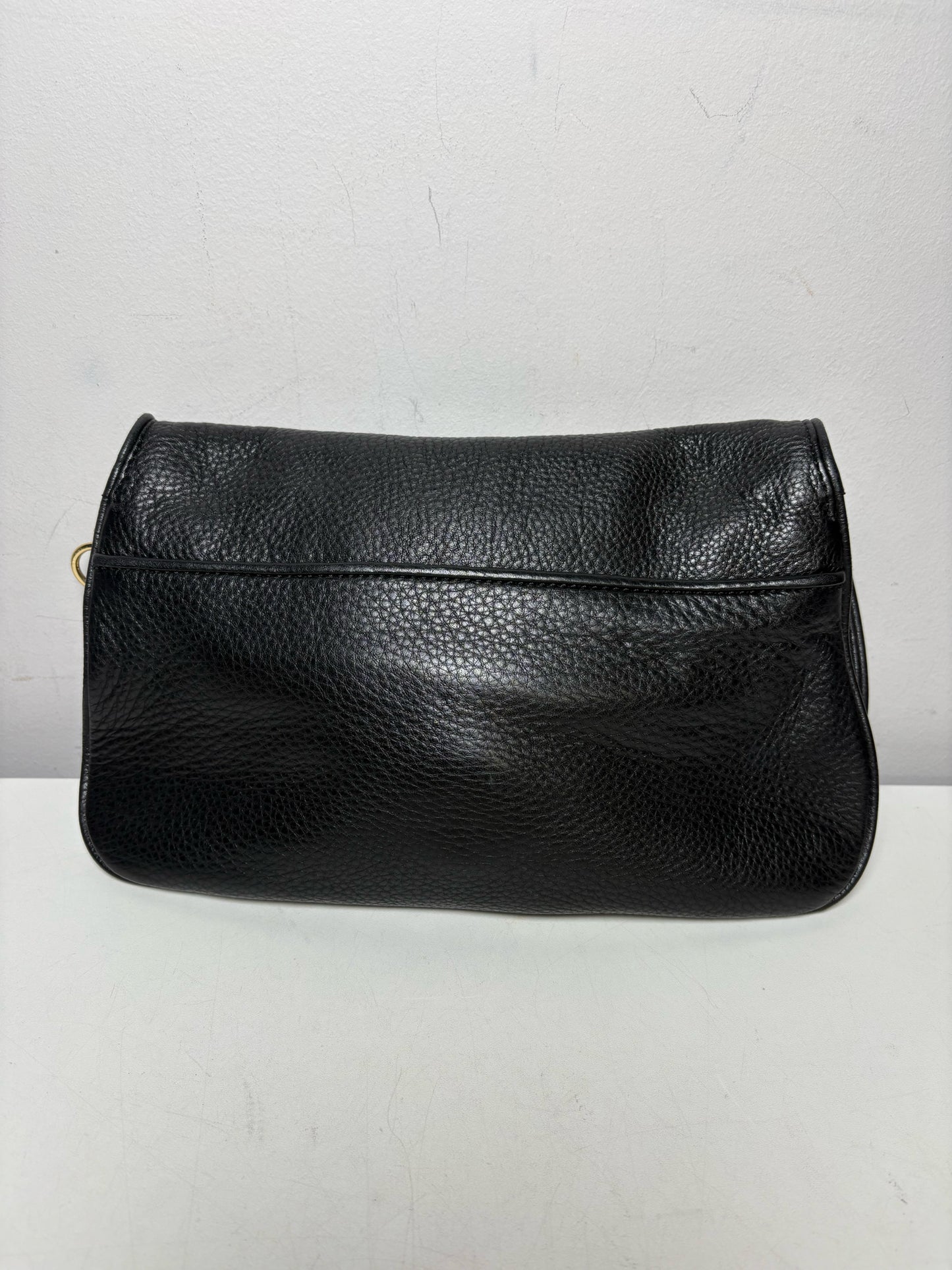 Women's Tory Burch Black Pebble Leather Gold-Tone Logo Pre-Owned Small Purse