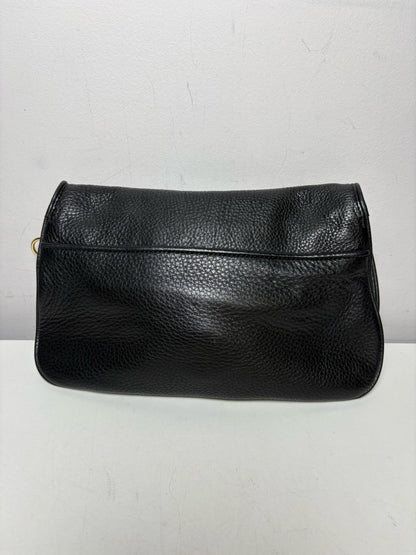 Women's Tory Burch Black Pebble Leather Gold-Tone Logo Pre-Owned Small Purse