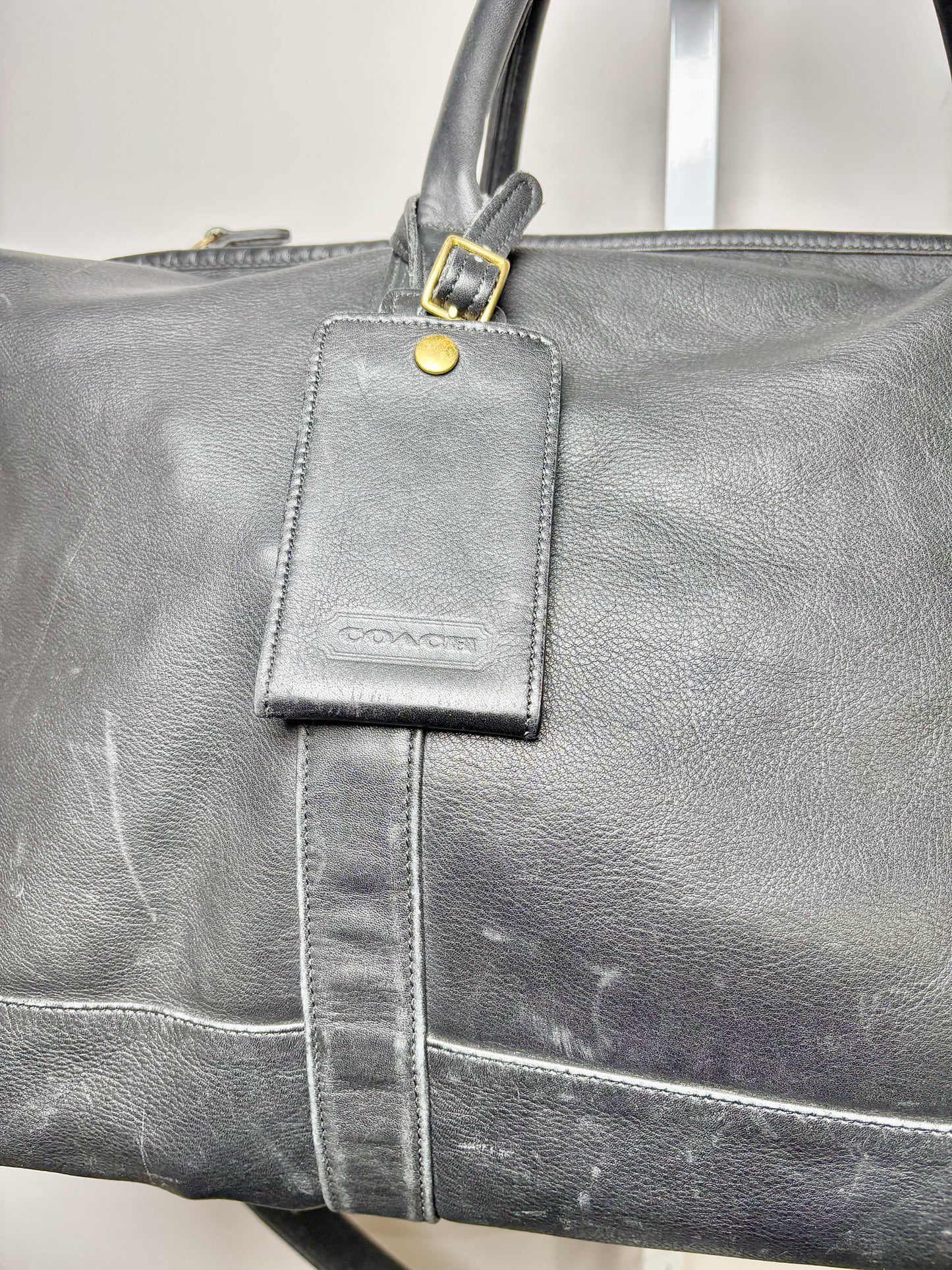 Coach Black Leather Solid Men's Duffle/Weekend Bag