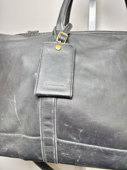 Coach Black Leather Solid Men's Duffle/Weekend Bag