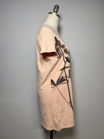 Women's Size S Desigual Peach & Black Floral Cotton Pre-Owned Short Sleeve Dress