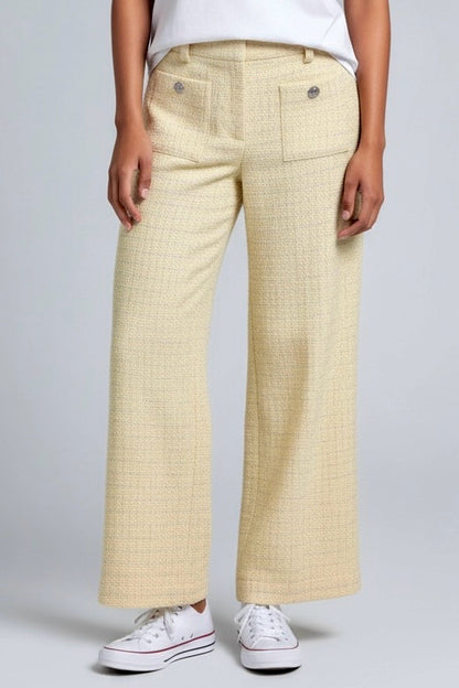 Women Size 40 (L, US) Maje Buttercream Boucle Wide Leg Pants