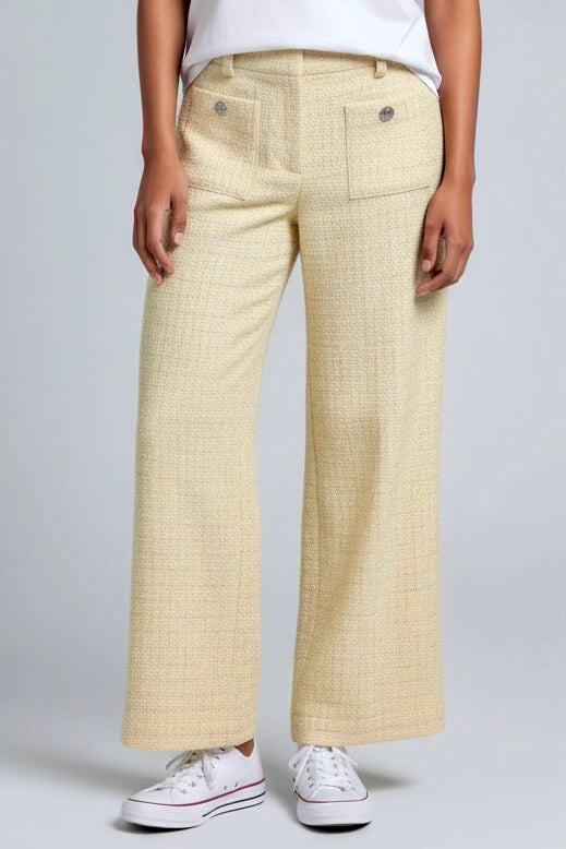 Women Size 40 (L, US) Maje Buttercream Boucle Wide Leg Pants