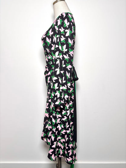 Women Size M Diane Von Furstenberg Pink, Black, Green Floral Viscose Dress