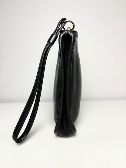 Women's NOL Leather Vintage Solid Pre-owned Black Wristlet