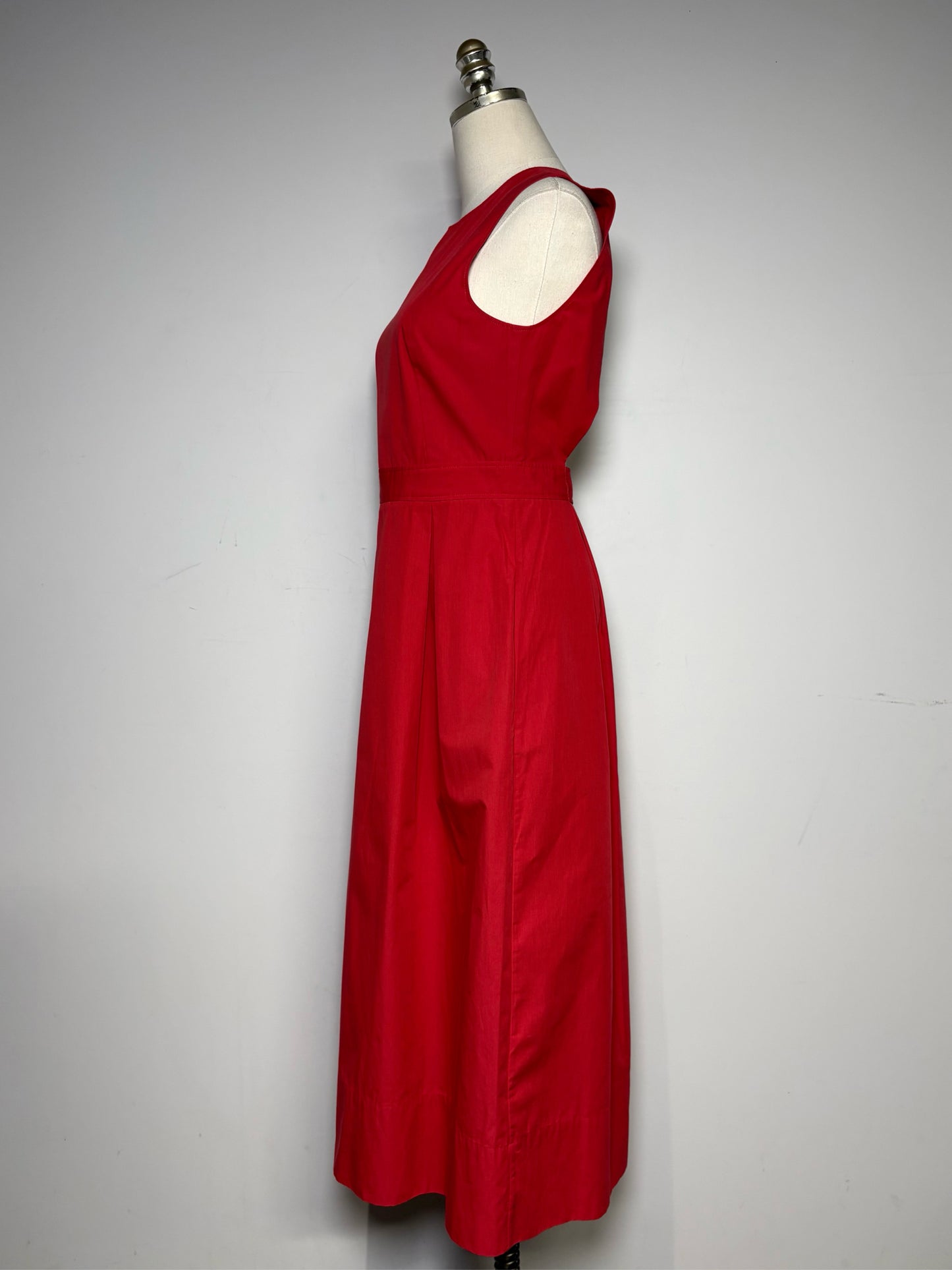 Women's Size 8 Three Graces Marjorie Red Cotton Poplin NWT Pre-Owned Midi Dress