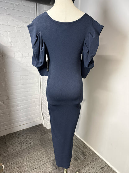 Women Size S Autumn Cashmere Navy Blue Midi Knit Dress