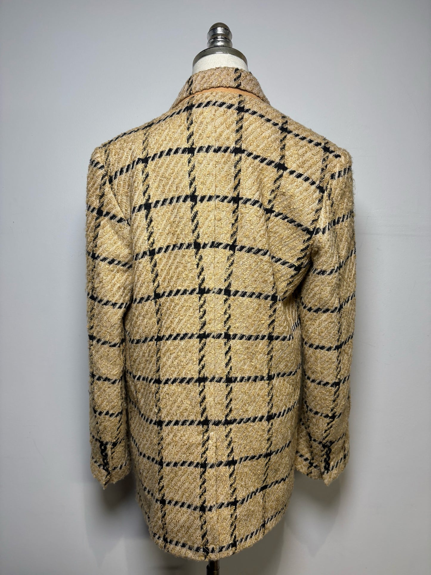 Women Size S Anine Bing Tan & Black Tweed Wool Pre-Owned Double-Breasted Blazer