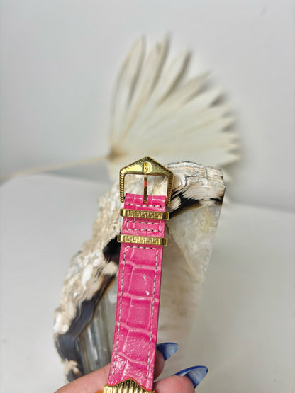 Leather & Gold Gianni Versace Gold Plated Pre-owned Watch