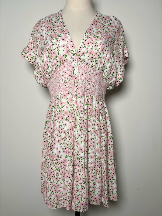 Women Size 8 Alice + Olivia Pink Floral Print Pleated Dress