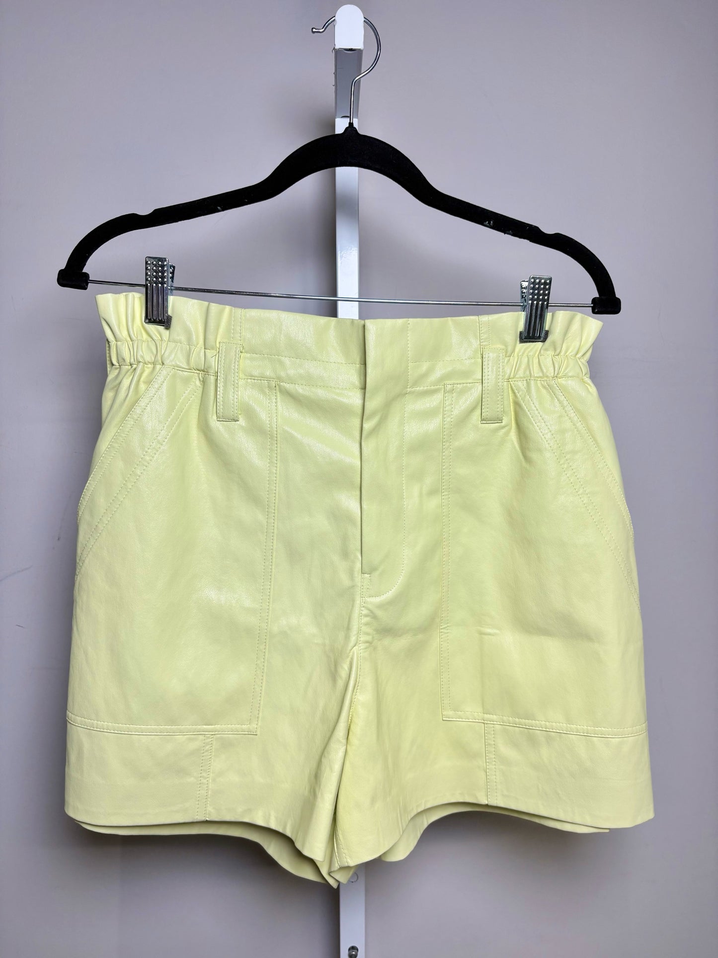 Women Size 8 (M) ALC Yellow Vegan Leather Wide Leg Shorts