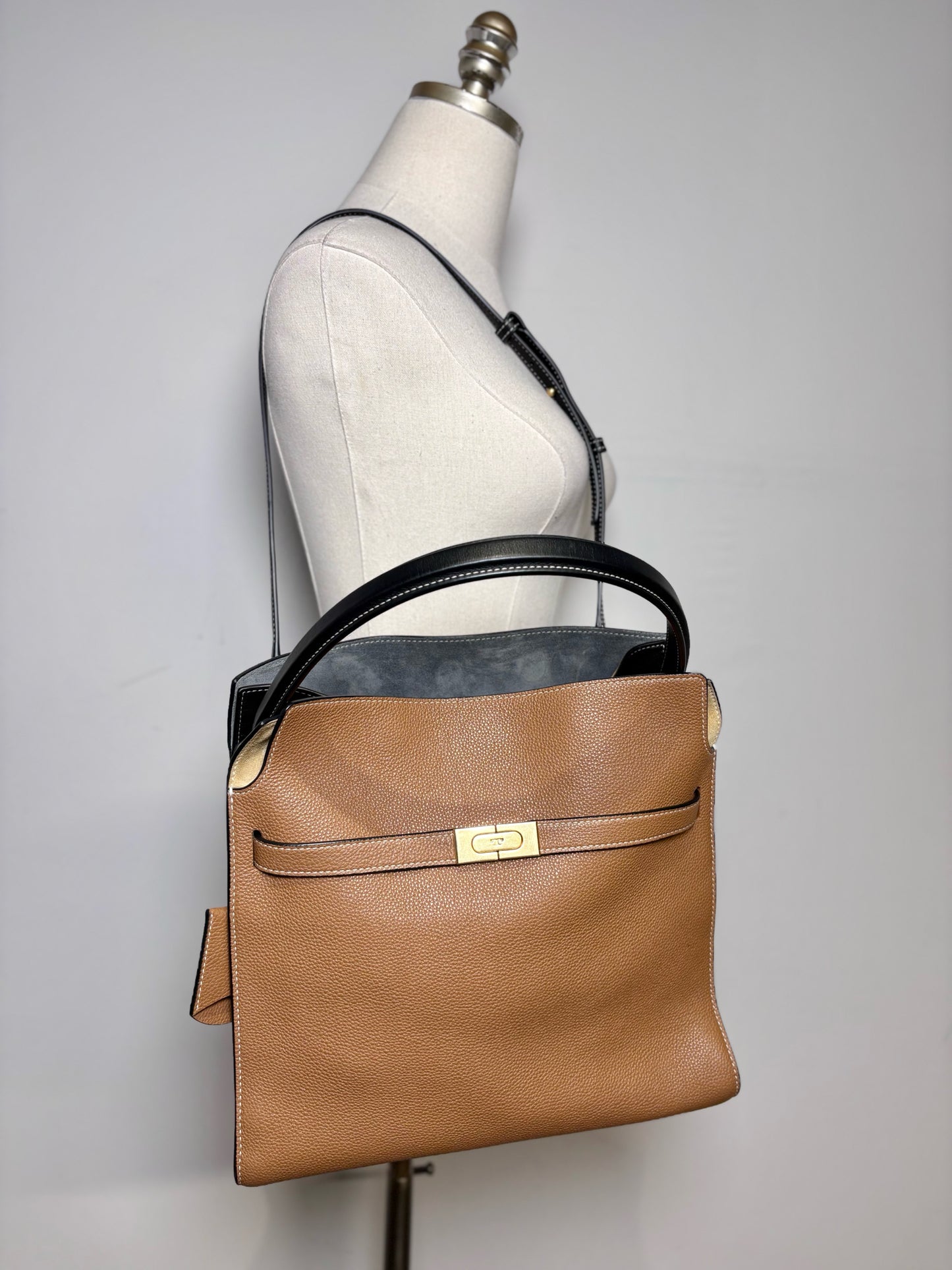 Women's Tory Burch Lee Radziwill Double Bag Large Leather Pre-owned Neutrals