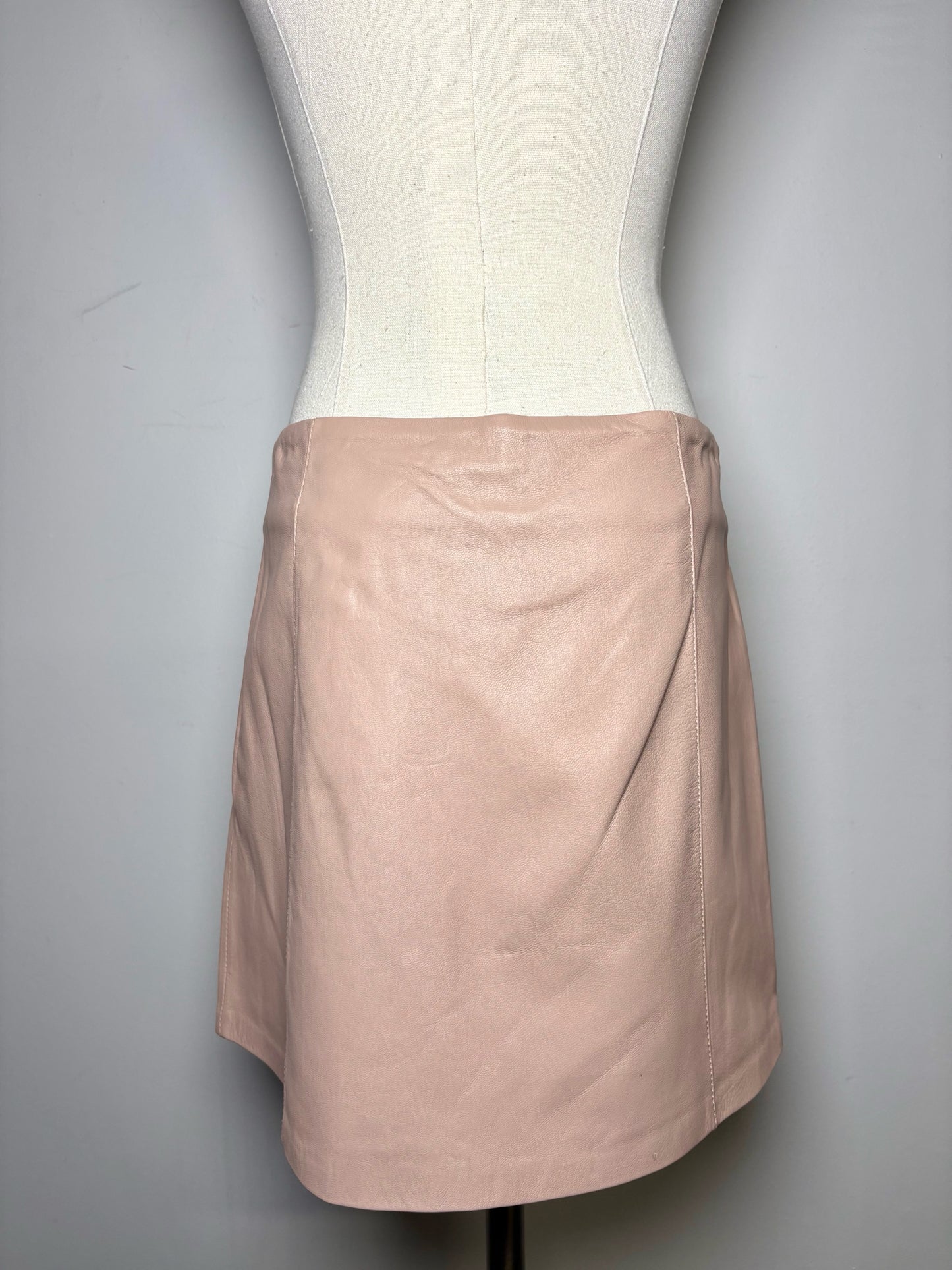 Women Size S Alexander Wang Dusty Pink Solid Leather Pre-owned Skirt