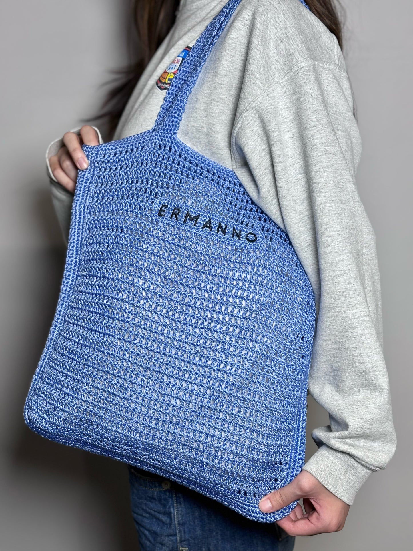 Ermanno Scervino Sky Blue Knit Tote Pre-owned