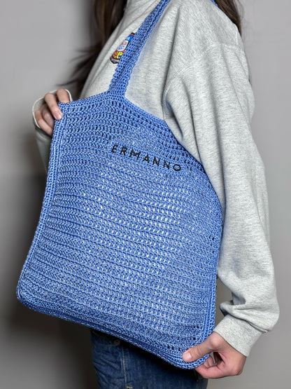 Ermanno Scervino Sky Blue Knit Tote Pre-owned