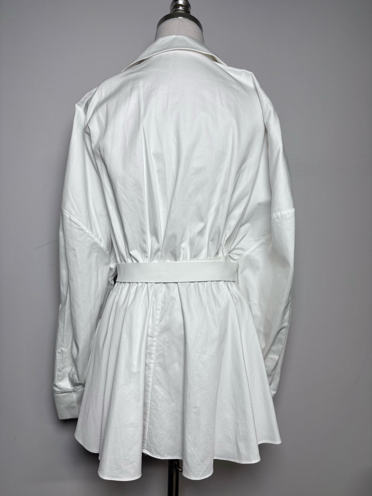 Women Size 38 (M) Norma Kamali White Solid 100% Cotton Pre-owned Dress