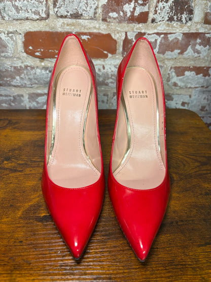 W Shoe Size 8.5 Stuart Weitzman Red Patent Leather Pump