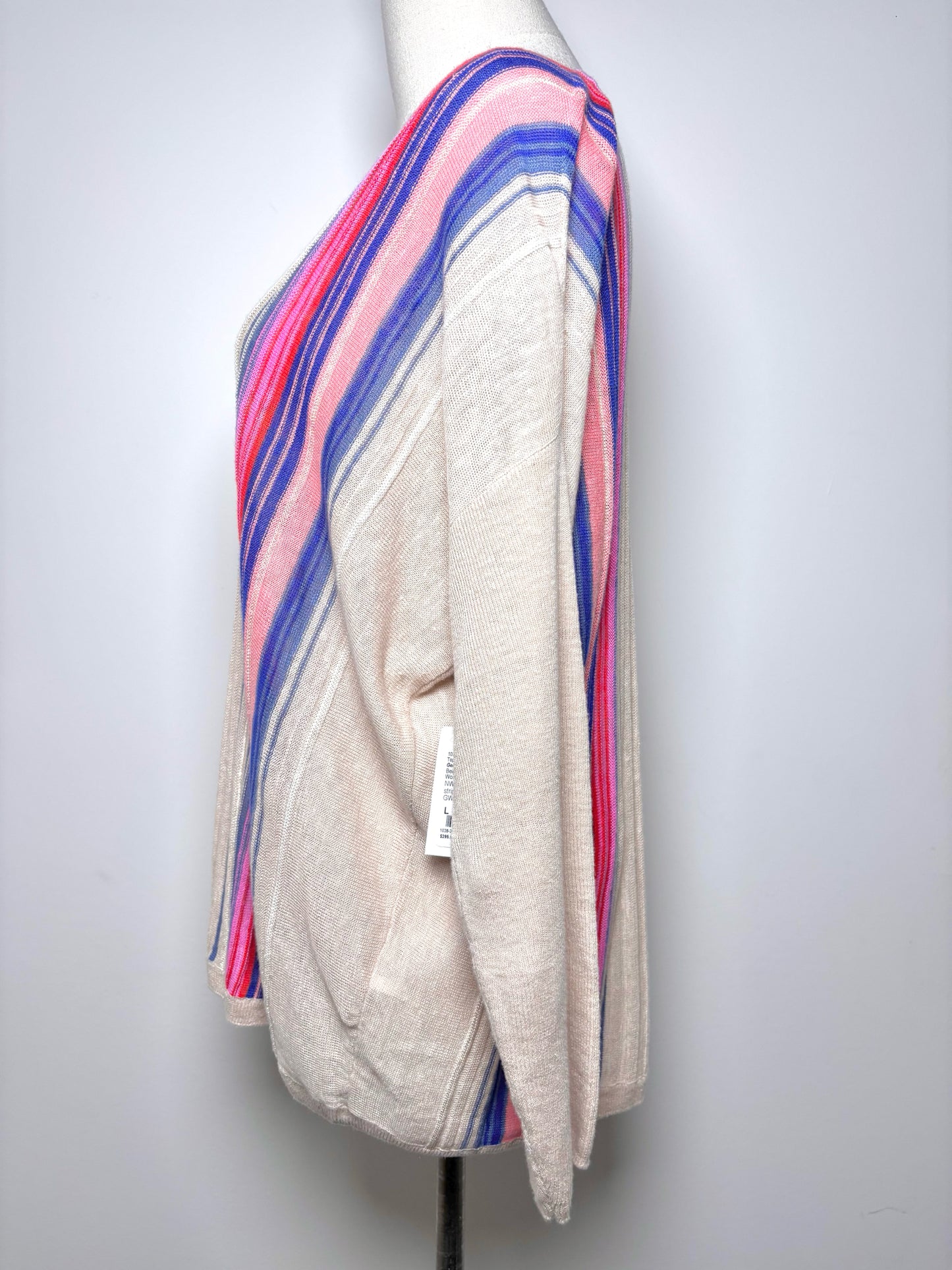 Women Size L Gerard Darel Beige, pink, blue Stripe NWT Top