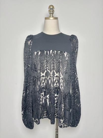 Women Size 40 (0, US) Longchamp Black Lace Polyester Not Vintage Blouse