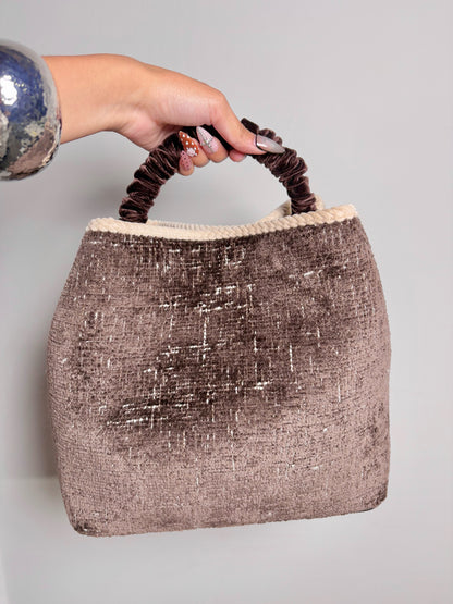Via Tweed Textile Brown Mailbag Tote Bag