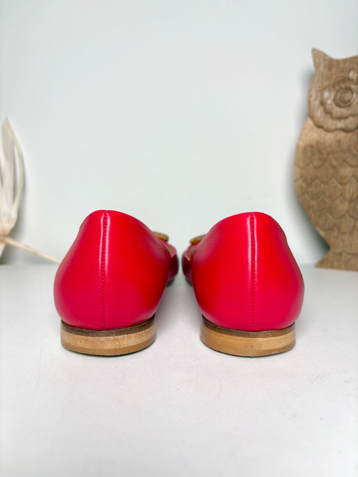 W Shoe Size 36 (5.5/6 US) Rodo Red Leather Cowhide Flats