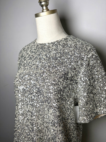 Women Size M Rag & Bone Silver Sequins Pre-owned Top