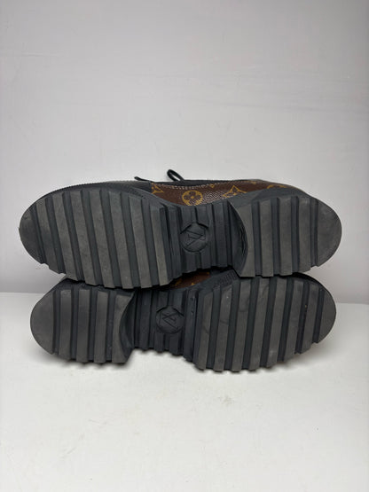Women's Shoe Size 42 Authentic Louis Vuitton Laureate Black & Brown Leather Suede Pre-Owned Platform Desert Boots