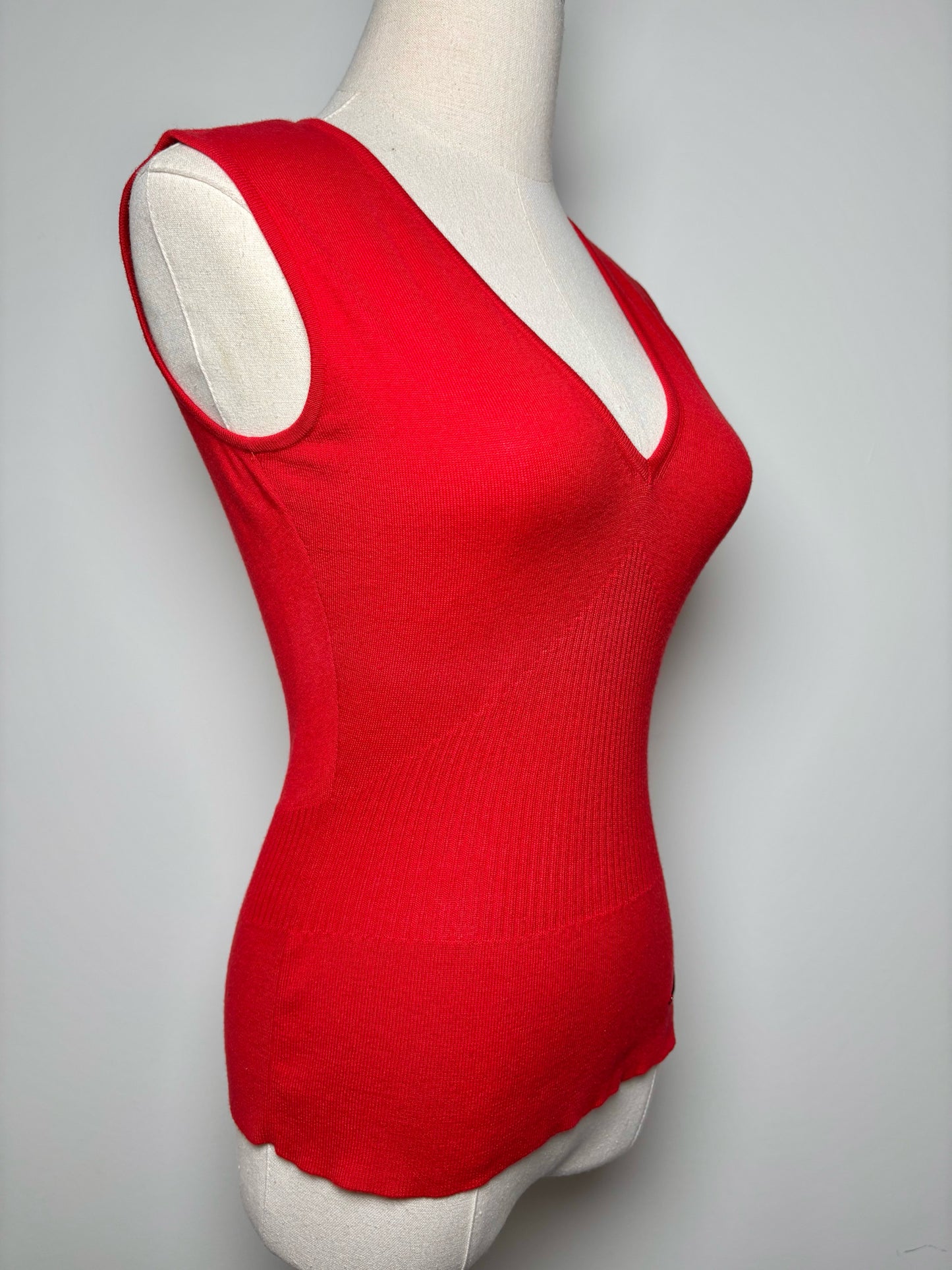 Women Size 44 (10, US) Valentino Red Solid Cotton, Acrylic Sweater