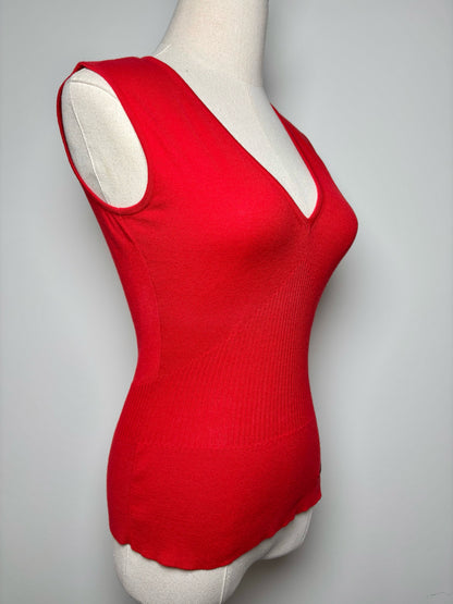 Women Size 44 (10, US) Valentino Red Solid Cotton, Acrylic Sweater
