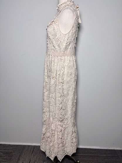 Women Size 6 Anna Sui Cream Lace Maxi Sleeveless Dress