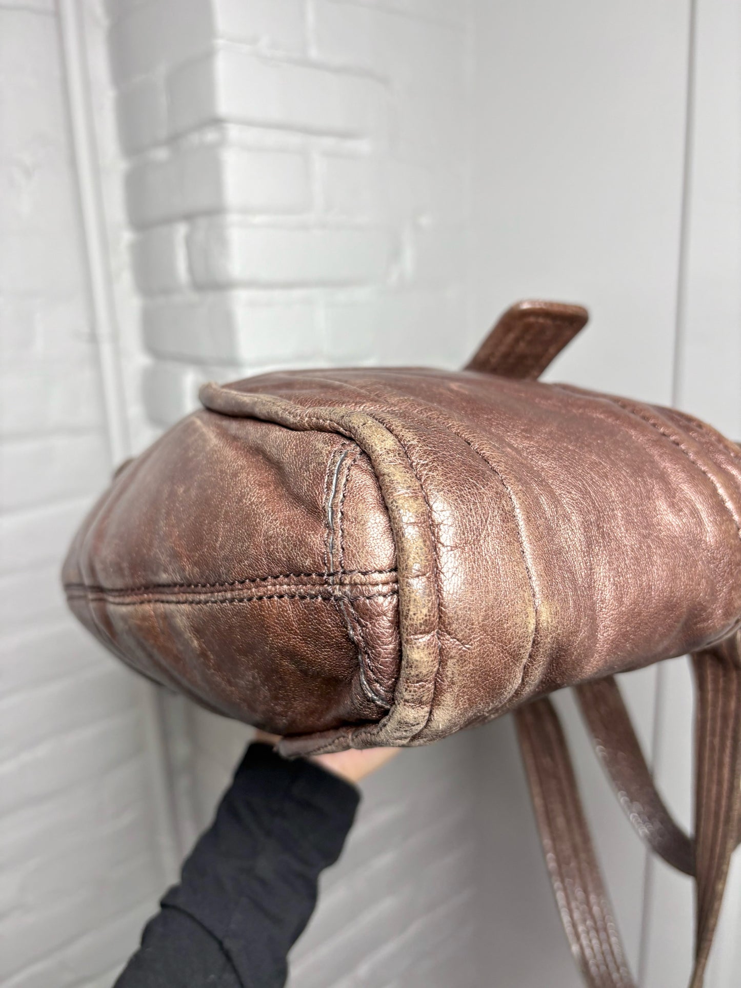 Kooba Solid Leather Bronze Shoulder Purse