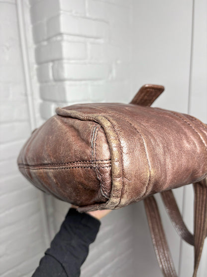 Kooba Solid Leather Bronze Shoulder Purse