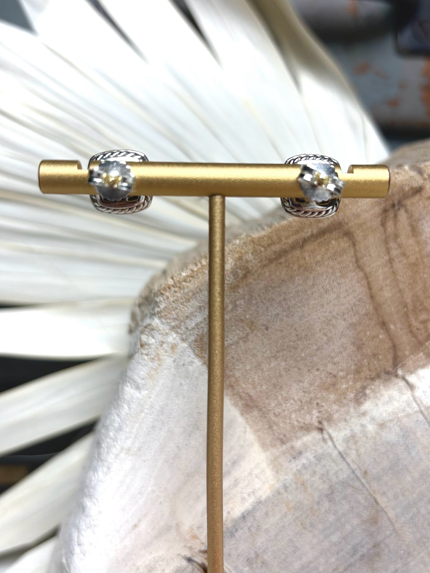 David Yurman Blue Topaz, Diamond 5mm Stud Earrings