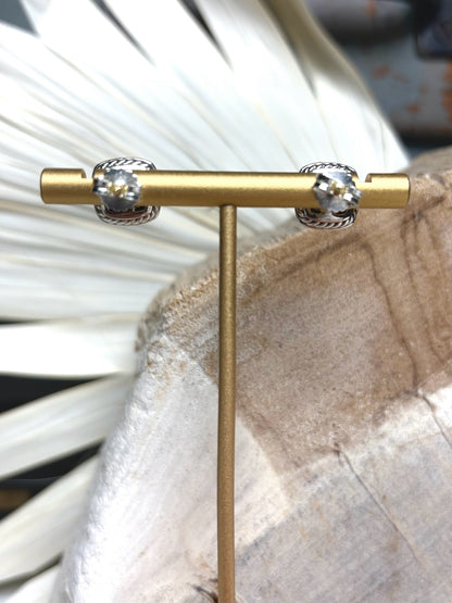 David Yurman Blue Topaz, Diamond 5mm Stud Earrings