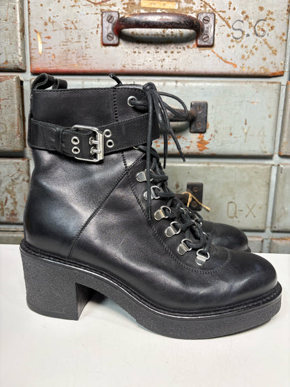 W Shoe Size 38 Janet Sport Black Leather Boots