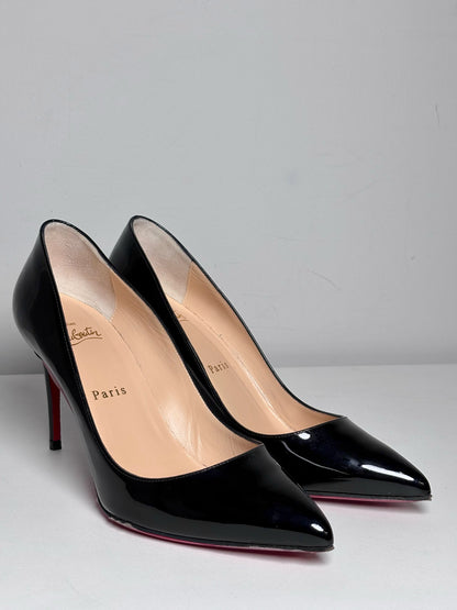 W Shoe Size 37.5 (7.5) Christian Louboutin Black Patent Leather Pre-owned Heels