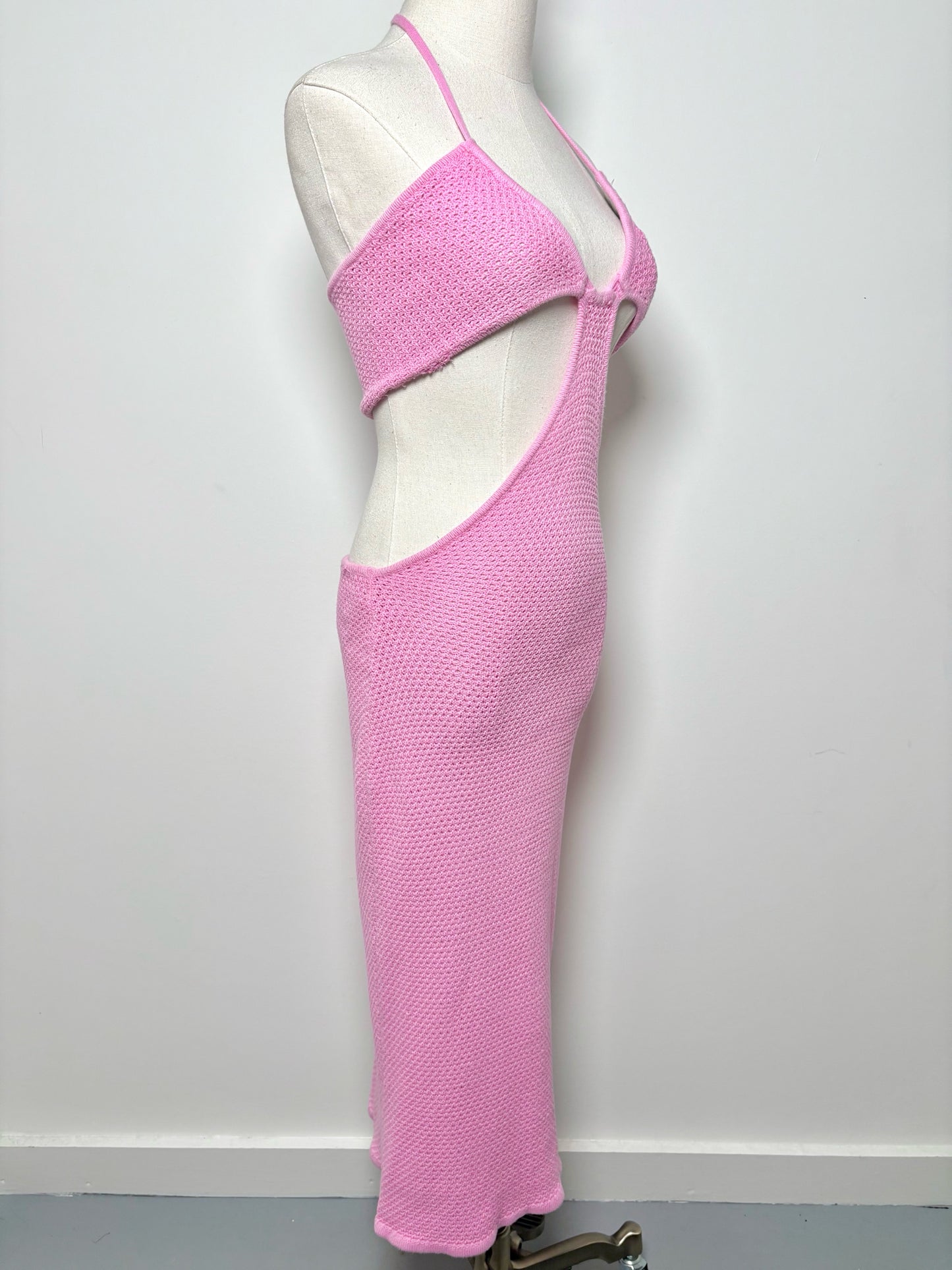 Women Size M Victor Glemaud Pink Knitted Cotton Dress