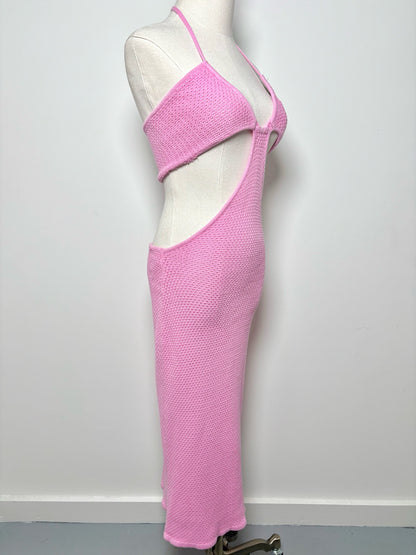 Women Size M Victor Glemaud Pink Knitted Cotton Dress