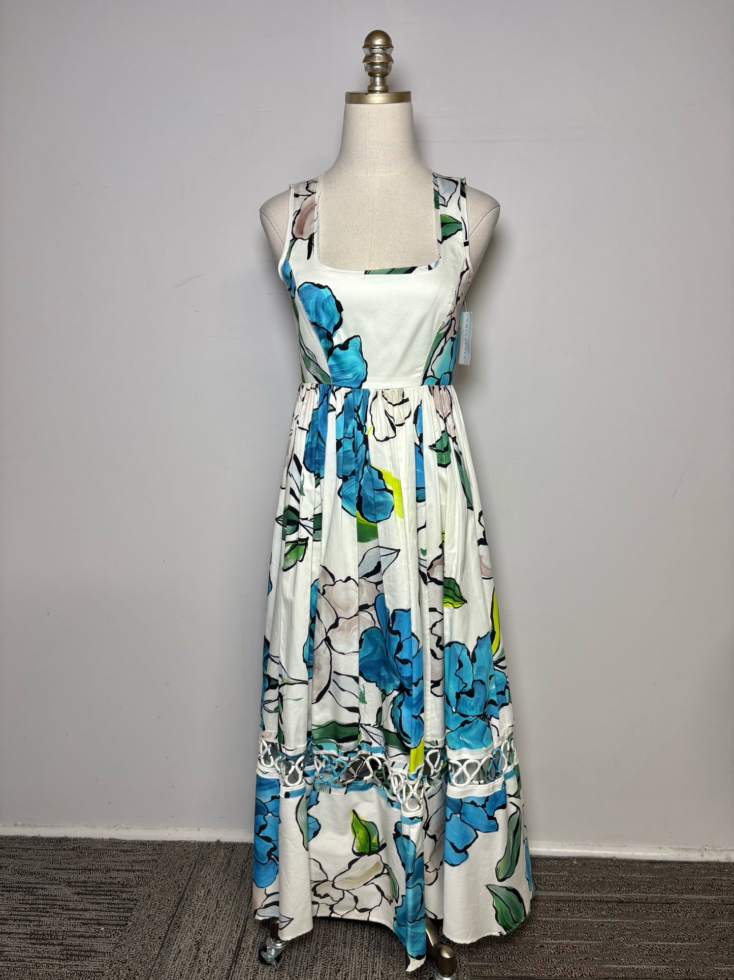 Women Size 4 Aje White Floral/Botanical Print Cotton Pre-owned Midi Dress